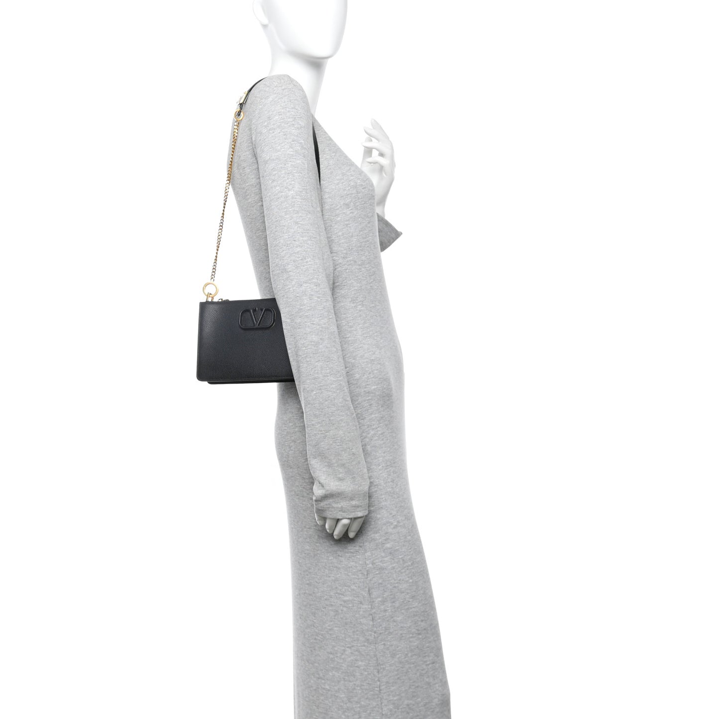 Grainy Calfskin VSling Clutch Black