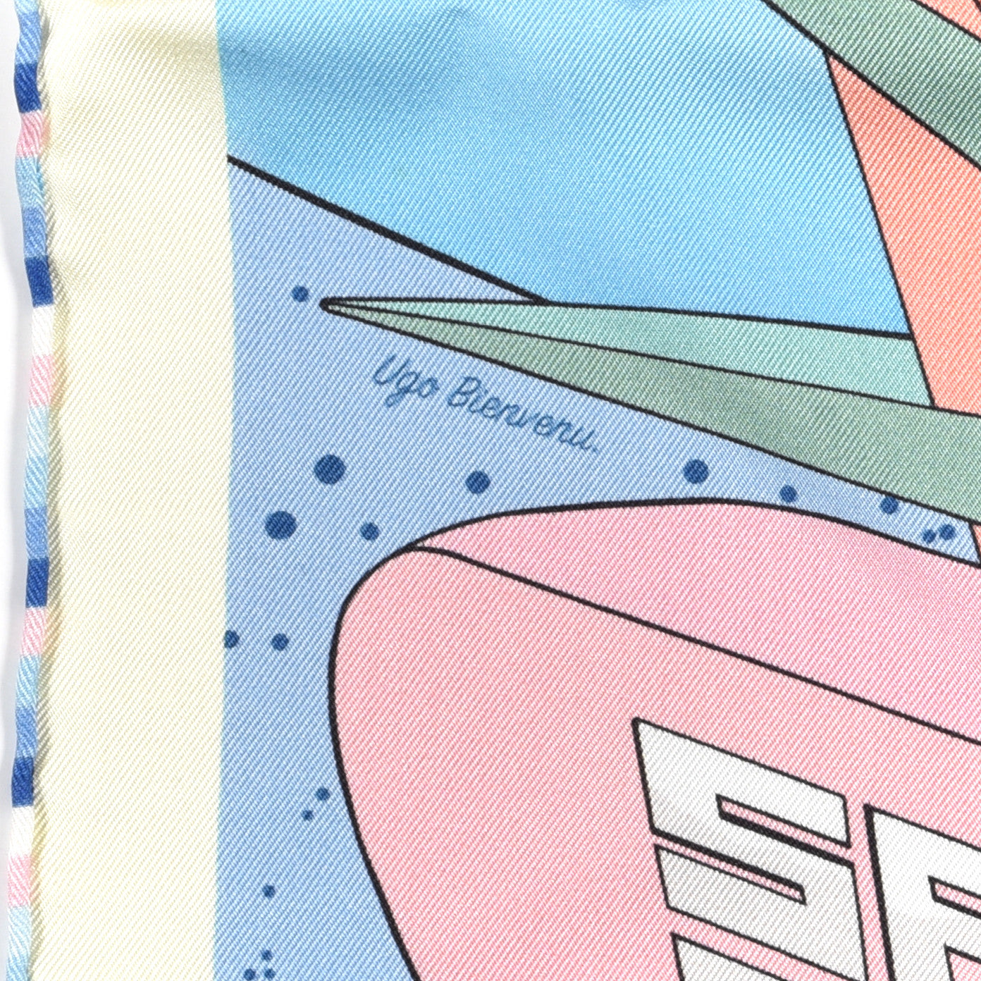 Silk Space Derby Scarf 90 Bleu Ciel Rose Vert Amande