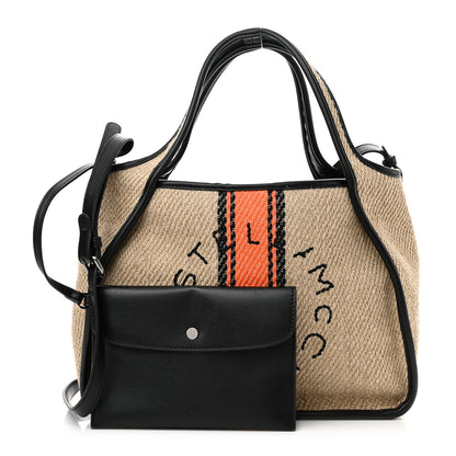 Stella McCartney Linen Striped Mini Logo Crossbody Natural 1 of 9