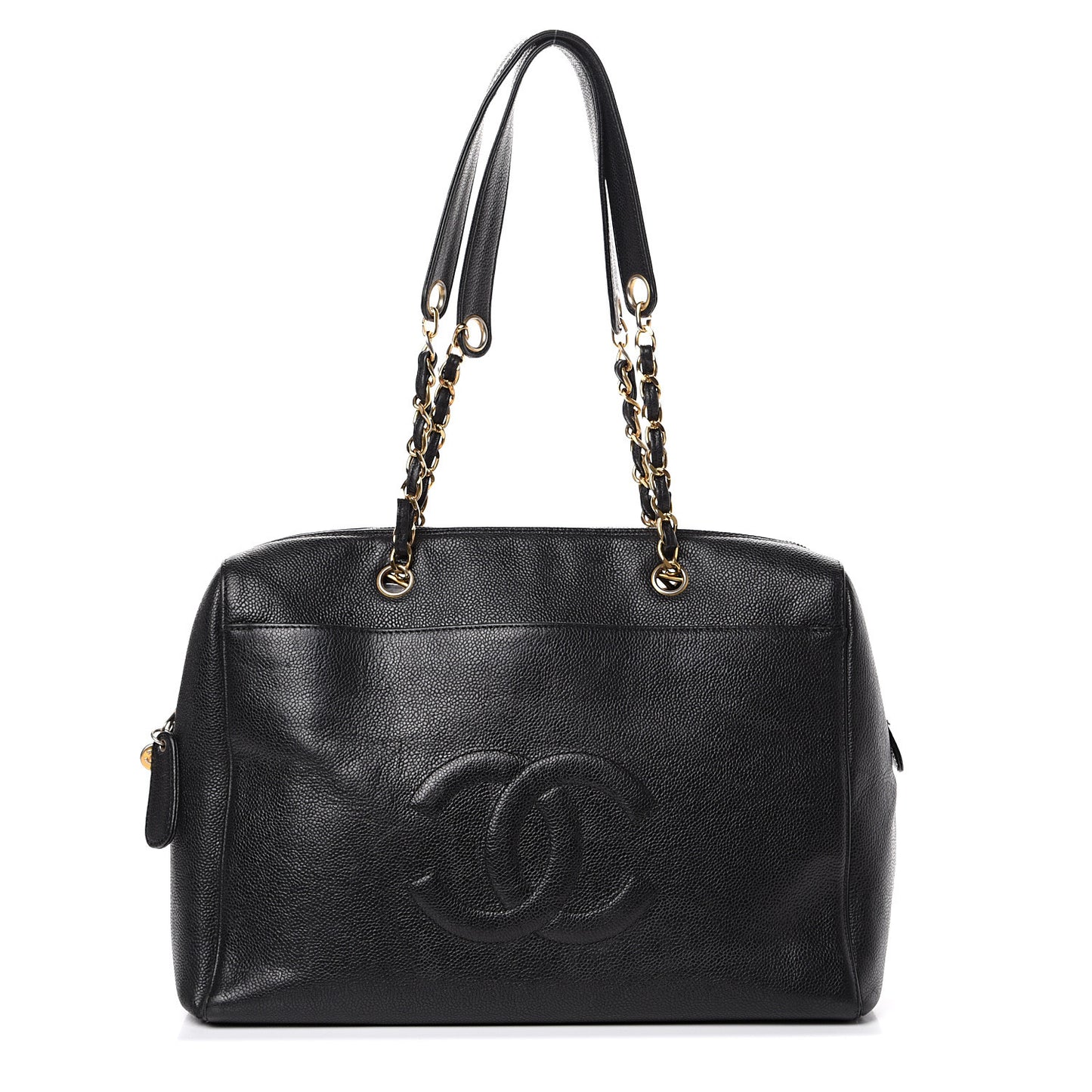 Caviar Large CC Shoulder Bag Black
