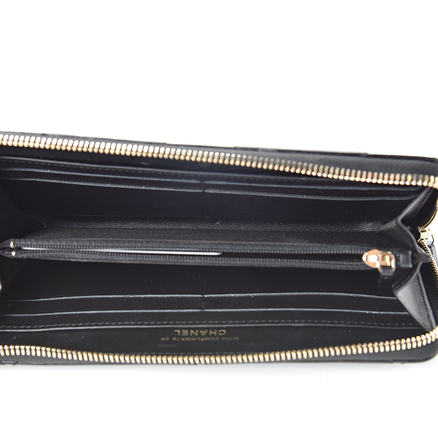 Chanel Lambskin Quilted Large Gusset Zipped Wallet Black 5 of 13