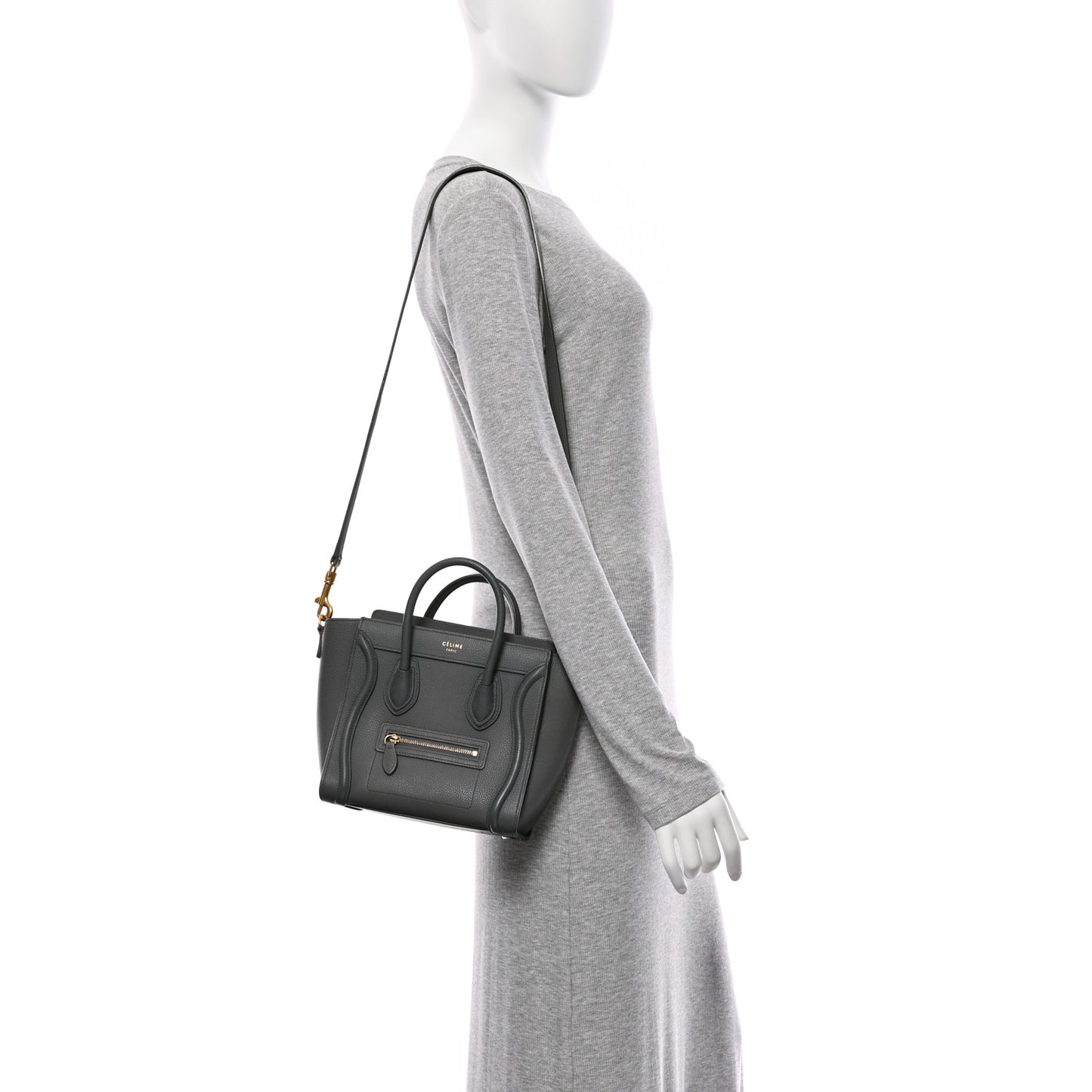 Drummed Calfskin Nano Luggage Kohl