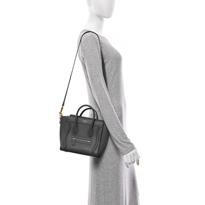 Celine Drummed Calfskin Nano Luggage Kohl 2 of 13