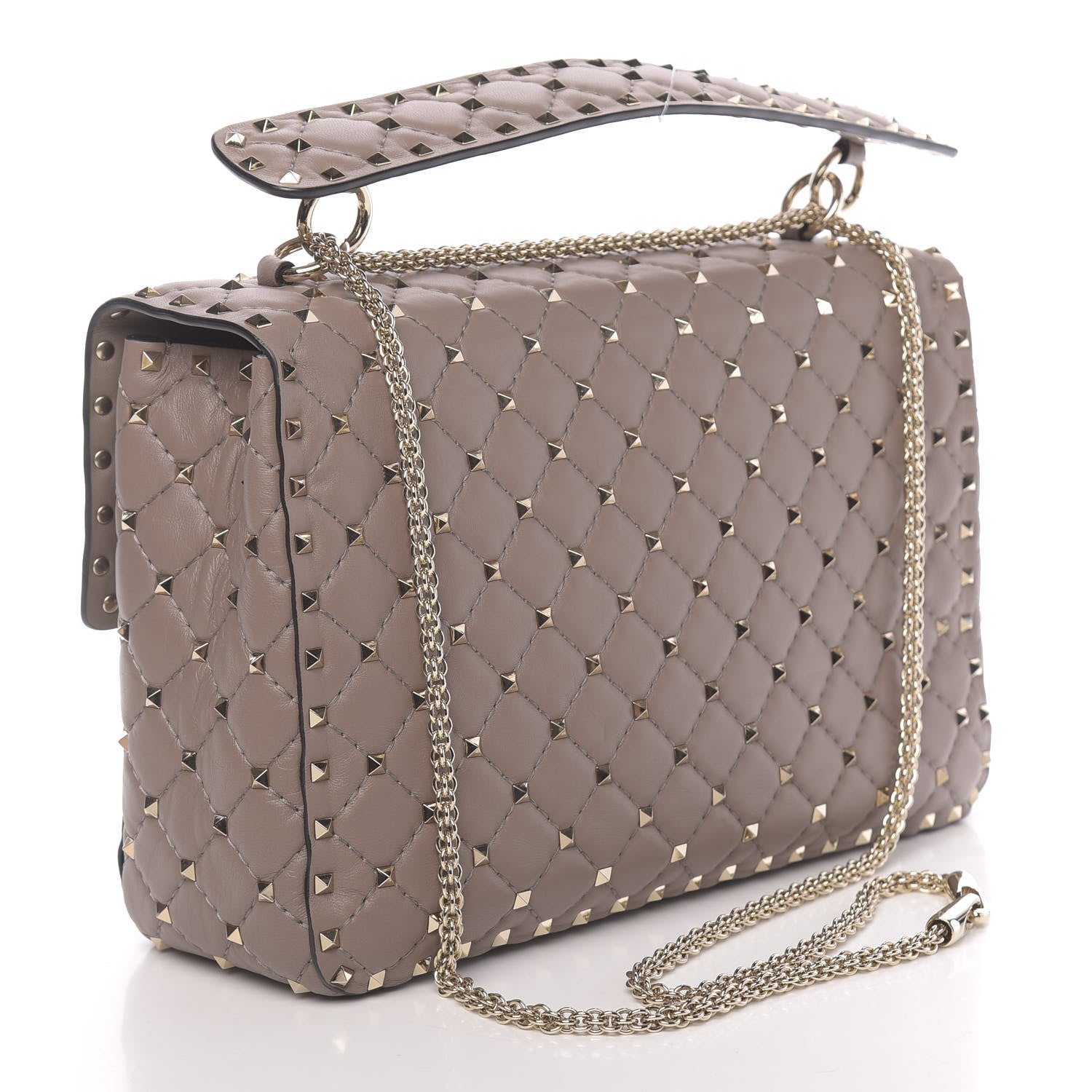 Valentino Garavani Nappa Large Rockstud Spike Shoulder Bag Clay 2 of 11