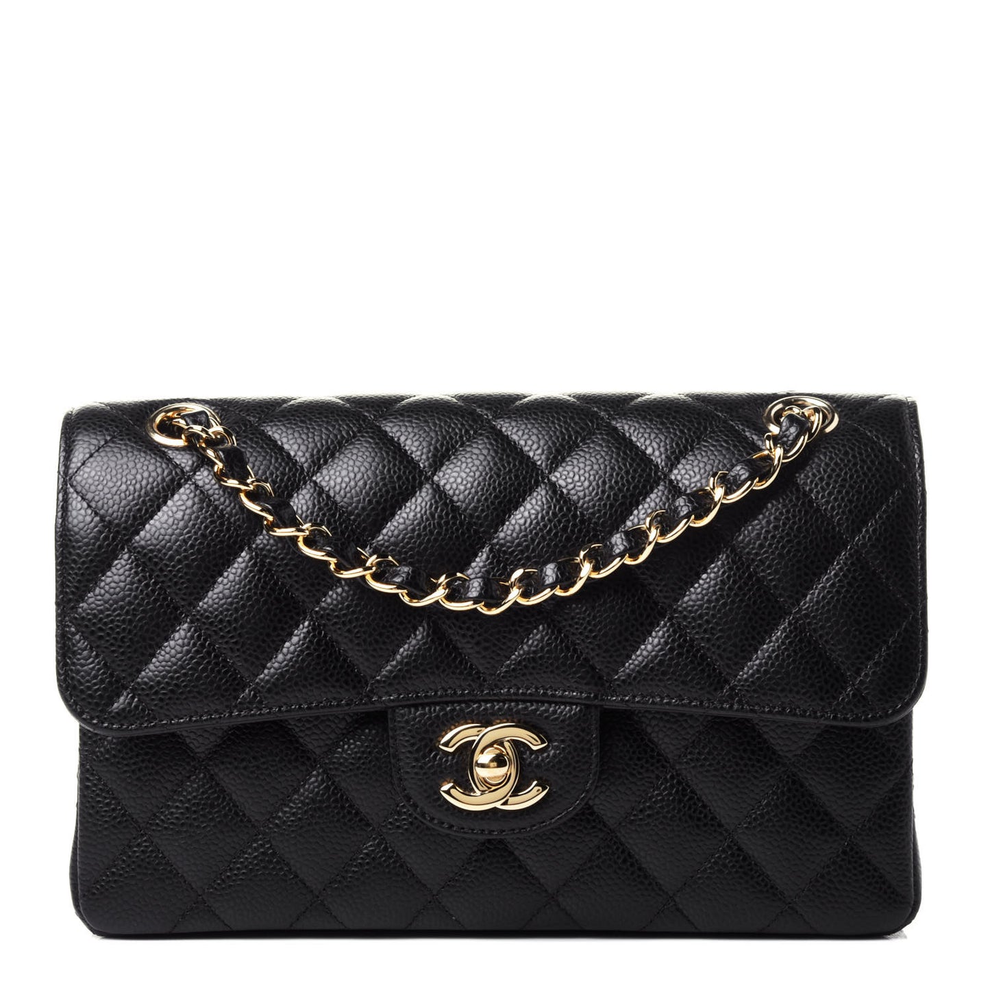 Caviar Quilted Small Double Flap Black