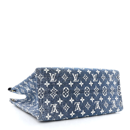 Louis Vuitton Monogram Jacquard Denim Onthego MM Bleu 4 of 9