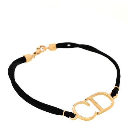 Christian Dior Metal CD Cord Bracelet Gold Black 1 of 3
