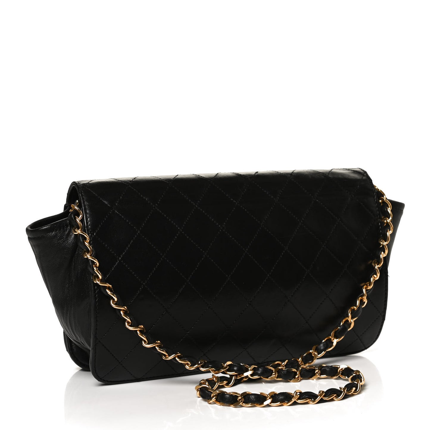 Lambskin Quilted Small Single Flap Black