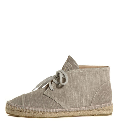 Chanel Striated Suede Espadrilles Sneakers 37 Light Grey 1 of 8
