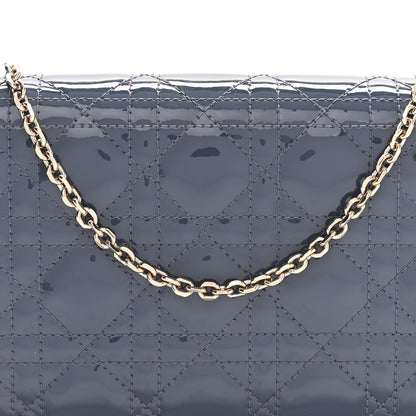 Christian Dior Patent Cannage Lady Dior Chain Wallet Denim 9 of 13