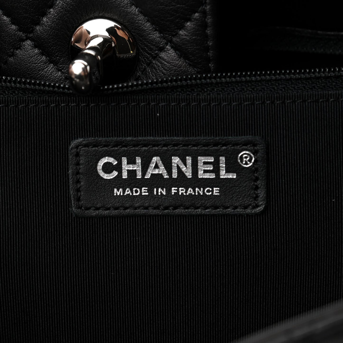 Calfskin Quilted Large Classic Shopping Tote Black