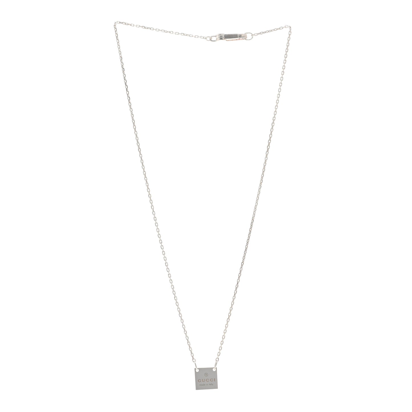 Sterling Silver Trademark Logo Square Pendant Necklace