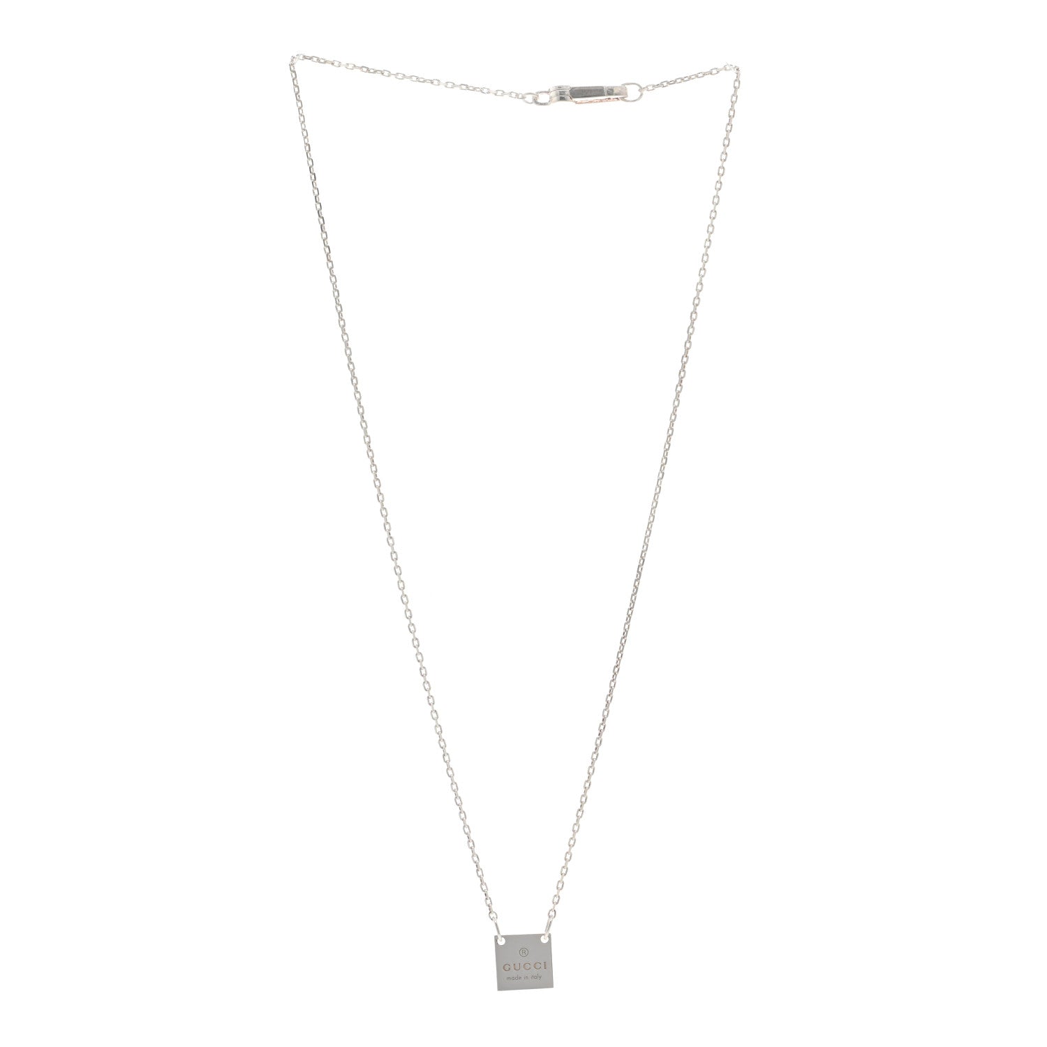 Gucci Sterling Silver Trademark Logo Square Pendant Necklace 3 of 4