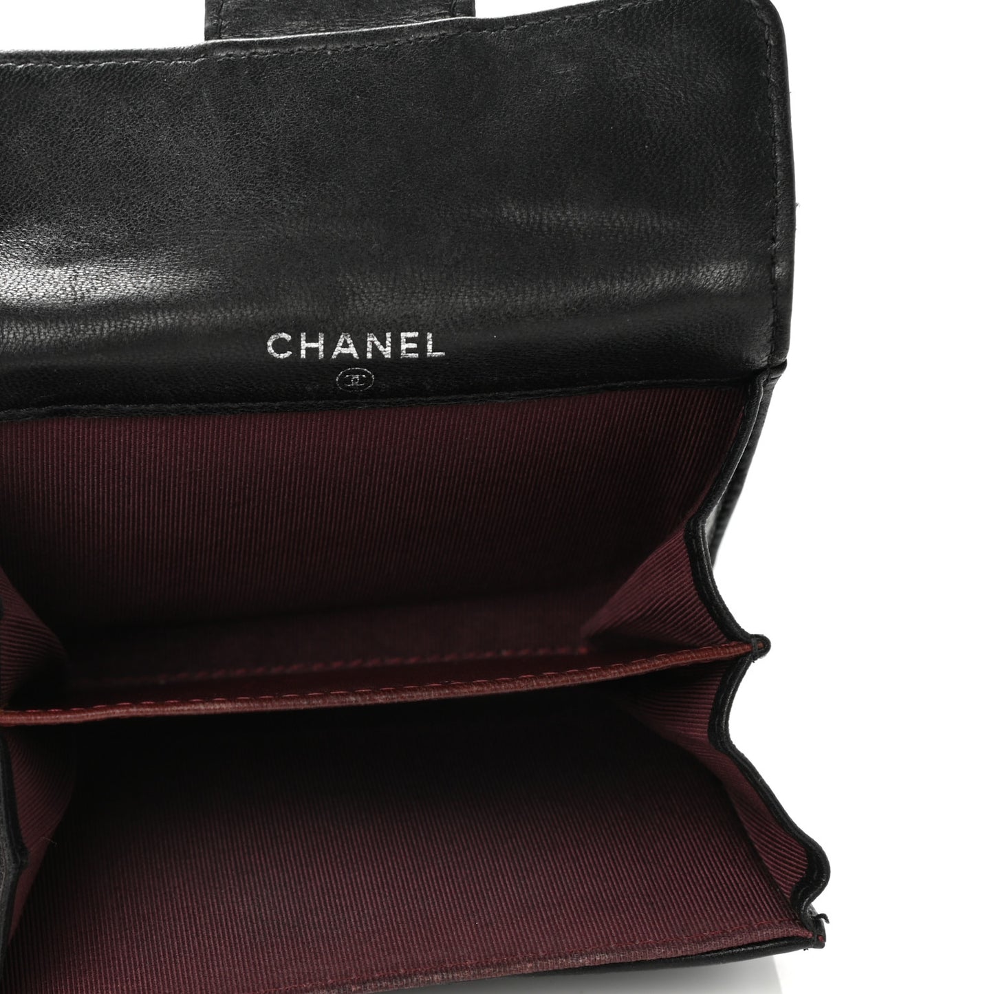 Lambskin Quilted Flap Card Holder Wallet Black