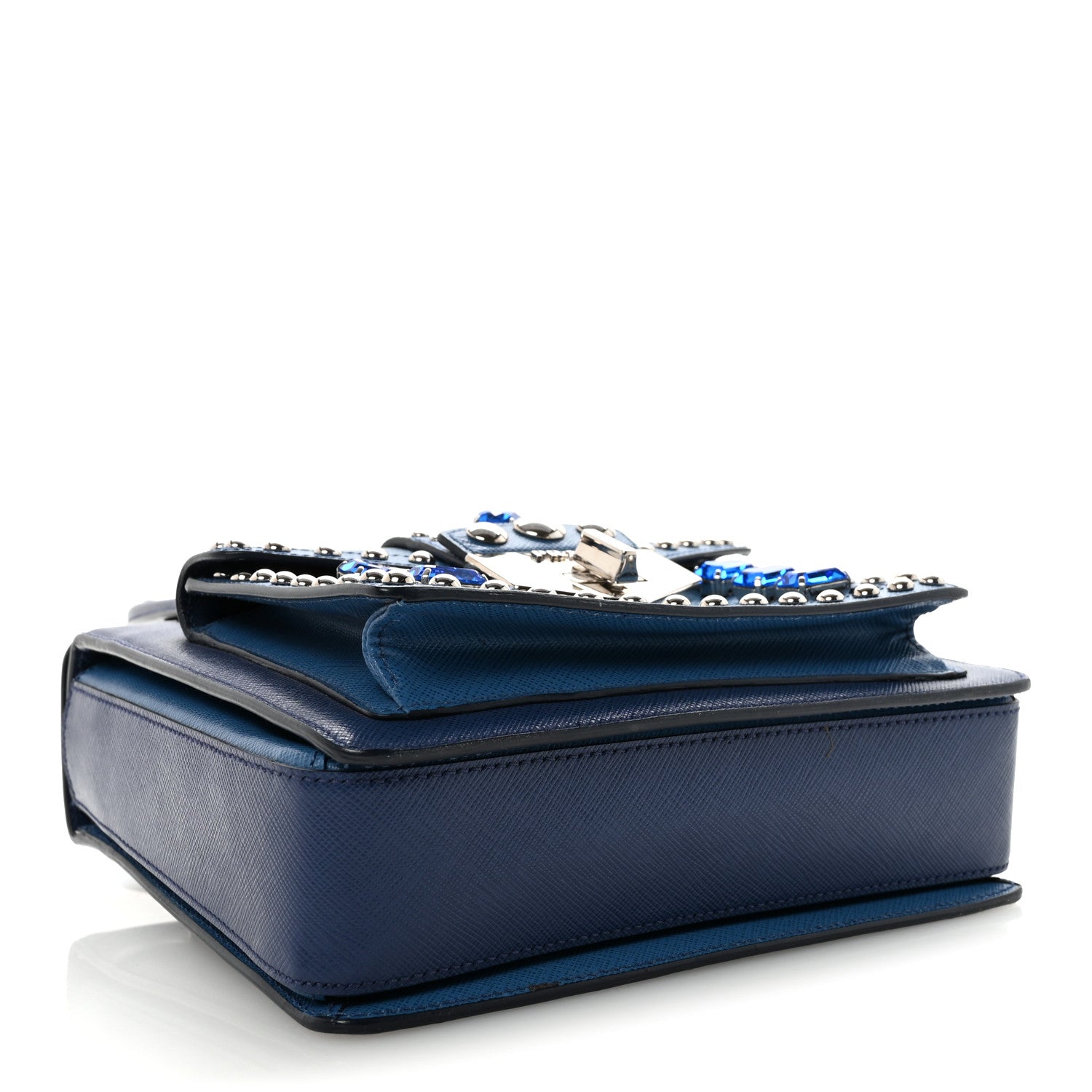 Prada Saffiano Sound Studded Bag Bluette Cobalto 4 of 9