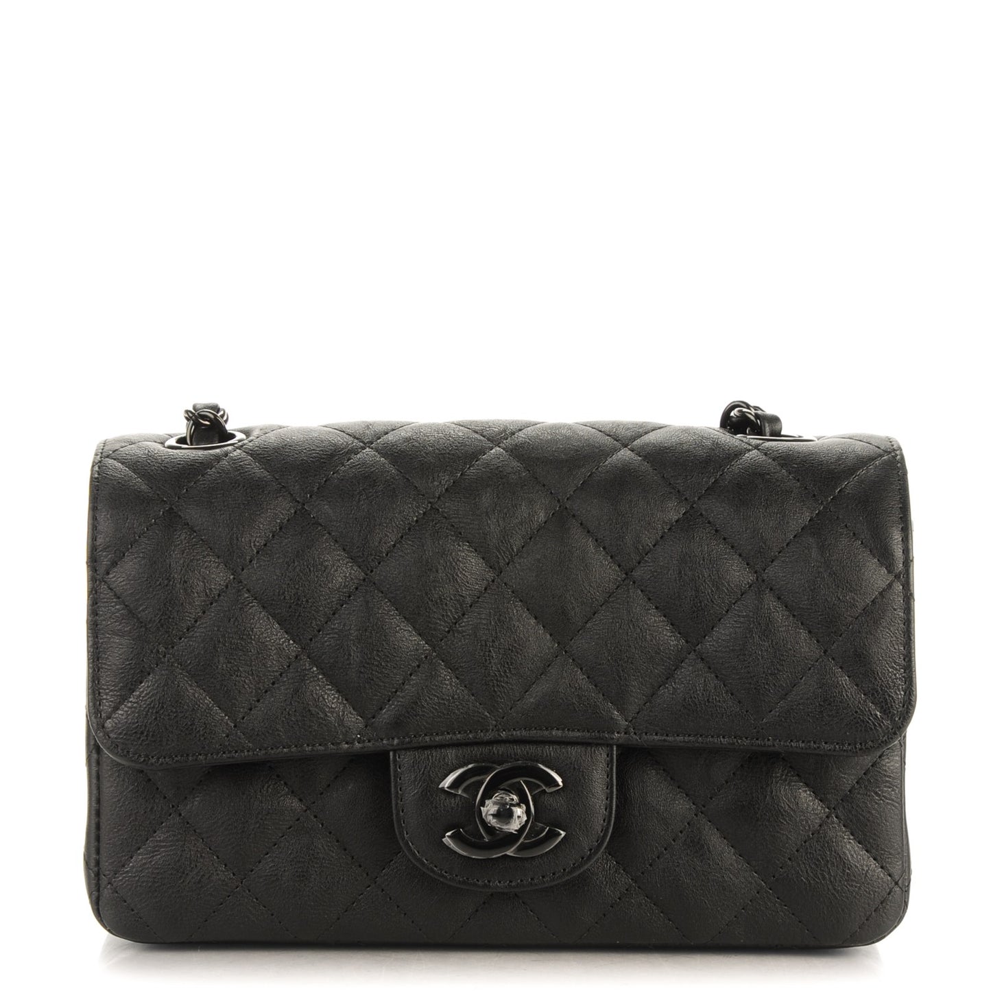 Calfskin Quilted Mini Rectangular Flap So Black