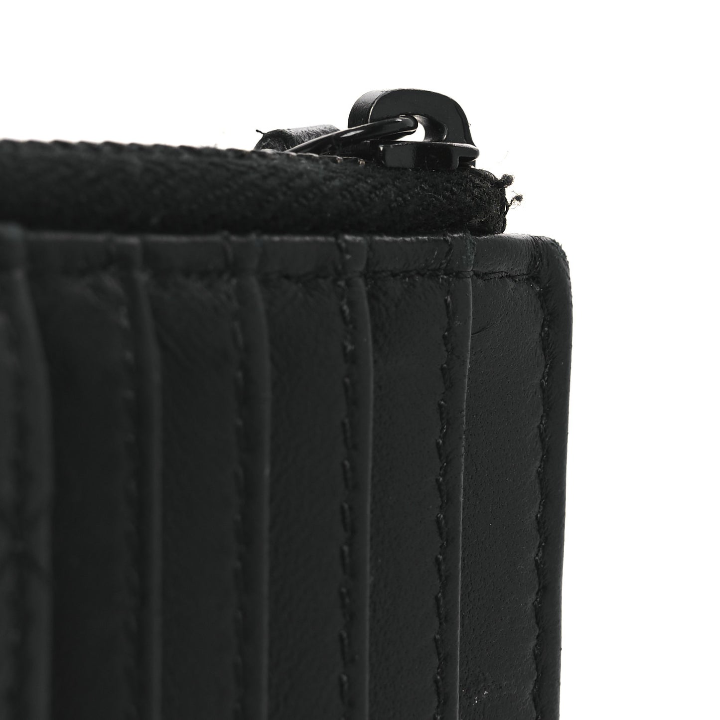 Lambskin Quilted Zip Card Holder So Black