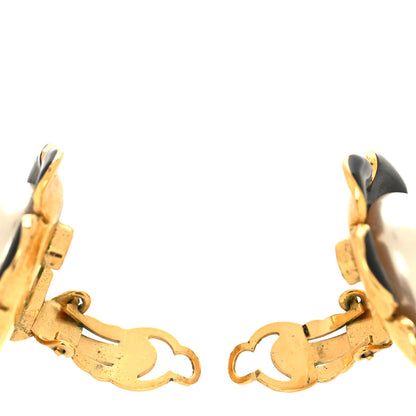 Chanel Enamel Flower CC Earrings Beige Pink 3 of 4