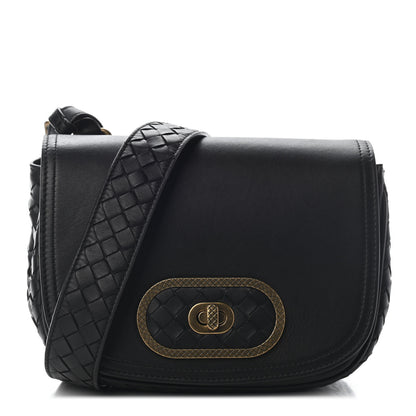 Bottega Veneta Nappa Intrecciato BV Luna Shoulder Bag Black 1 of 9