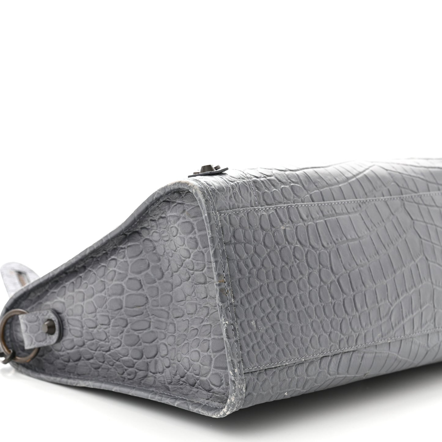 Calfskin Crocodile Embossed Classic Hardware City Gris Beton