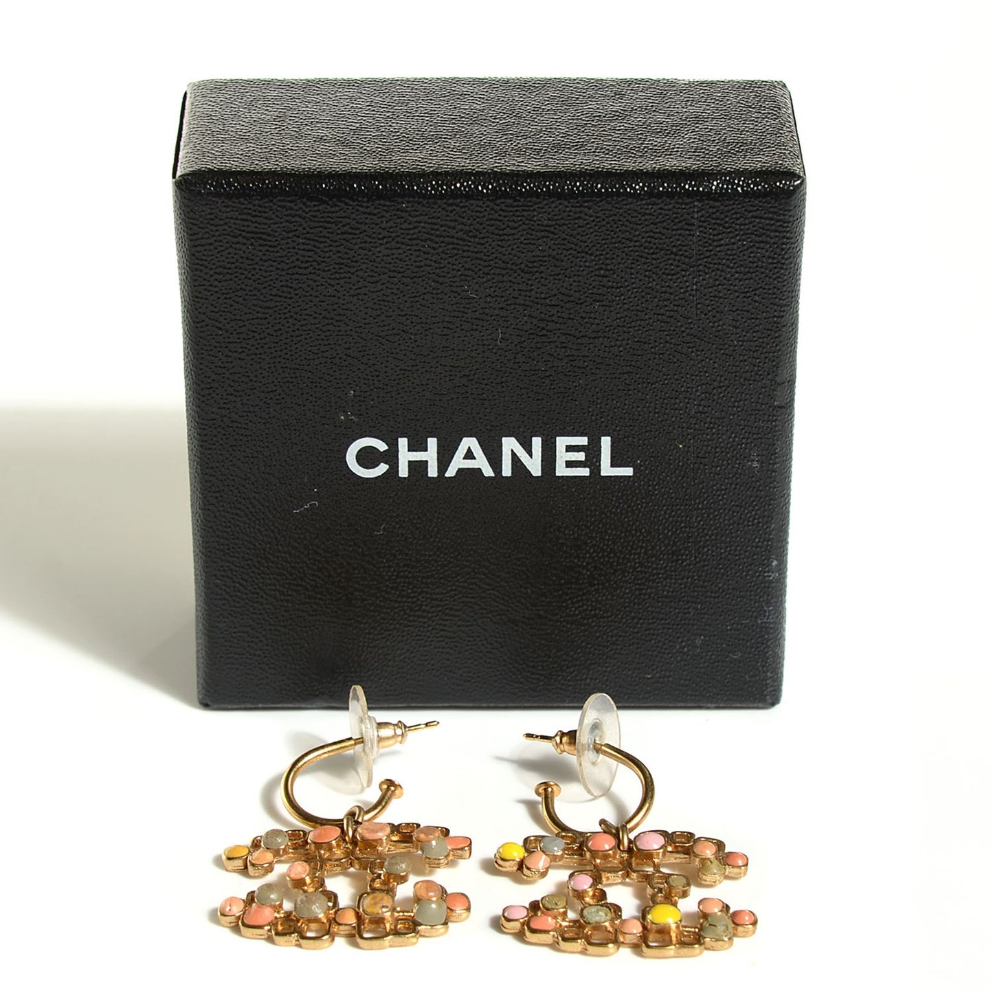 Enamel CC Dangle Earrings Gold