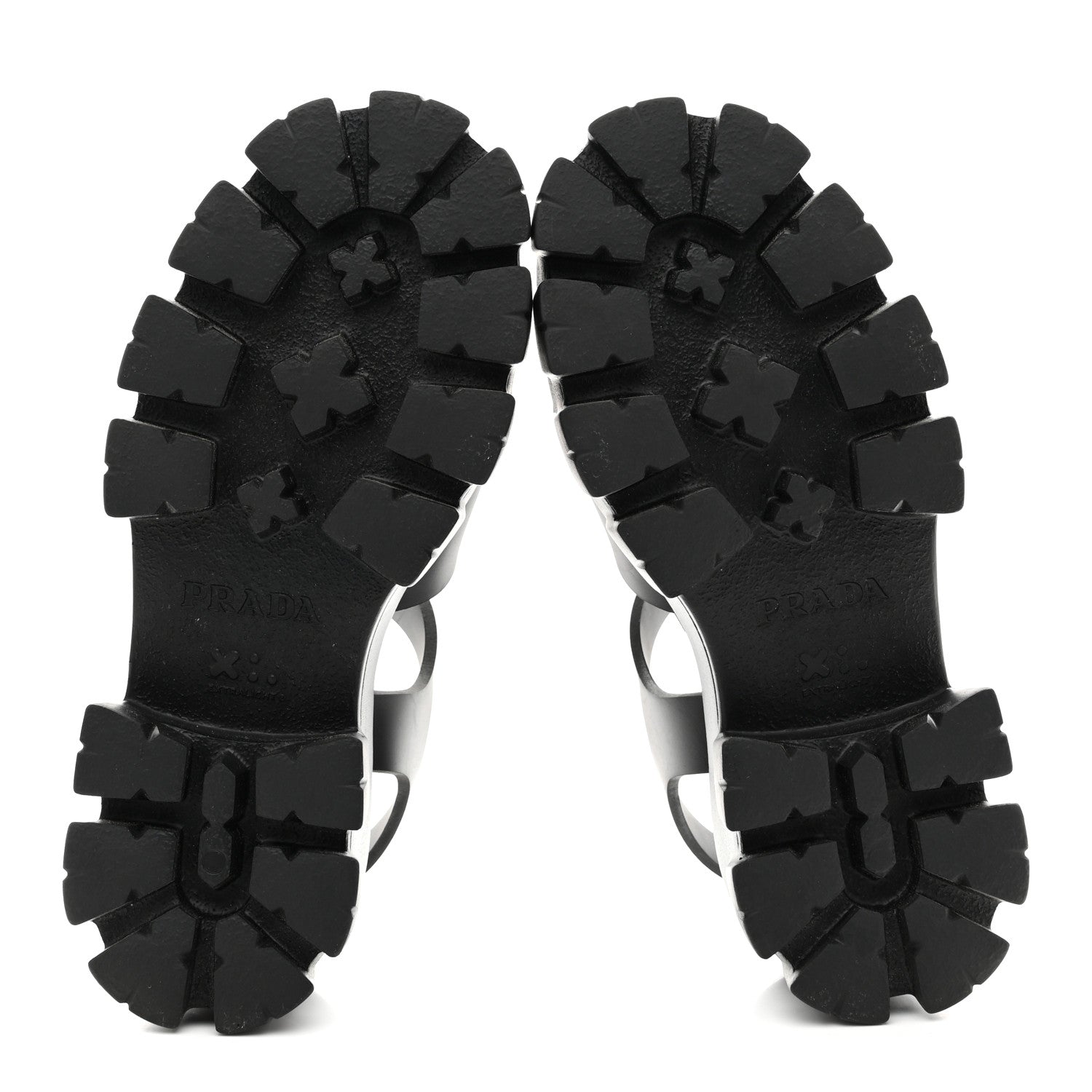 Prada Foam Rubber Metal Triangle Logo Monolith 55mm Soft Cage Sandals 37 Black 6 of 10