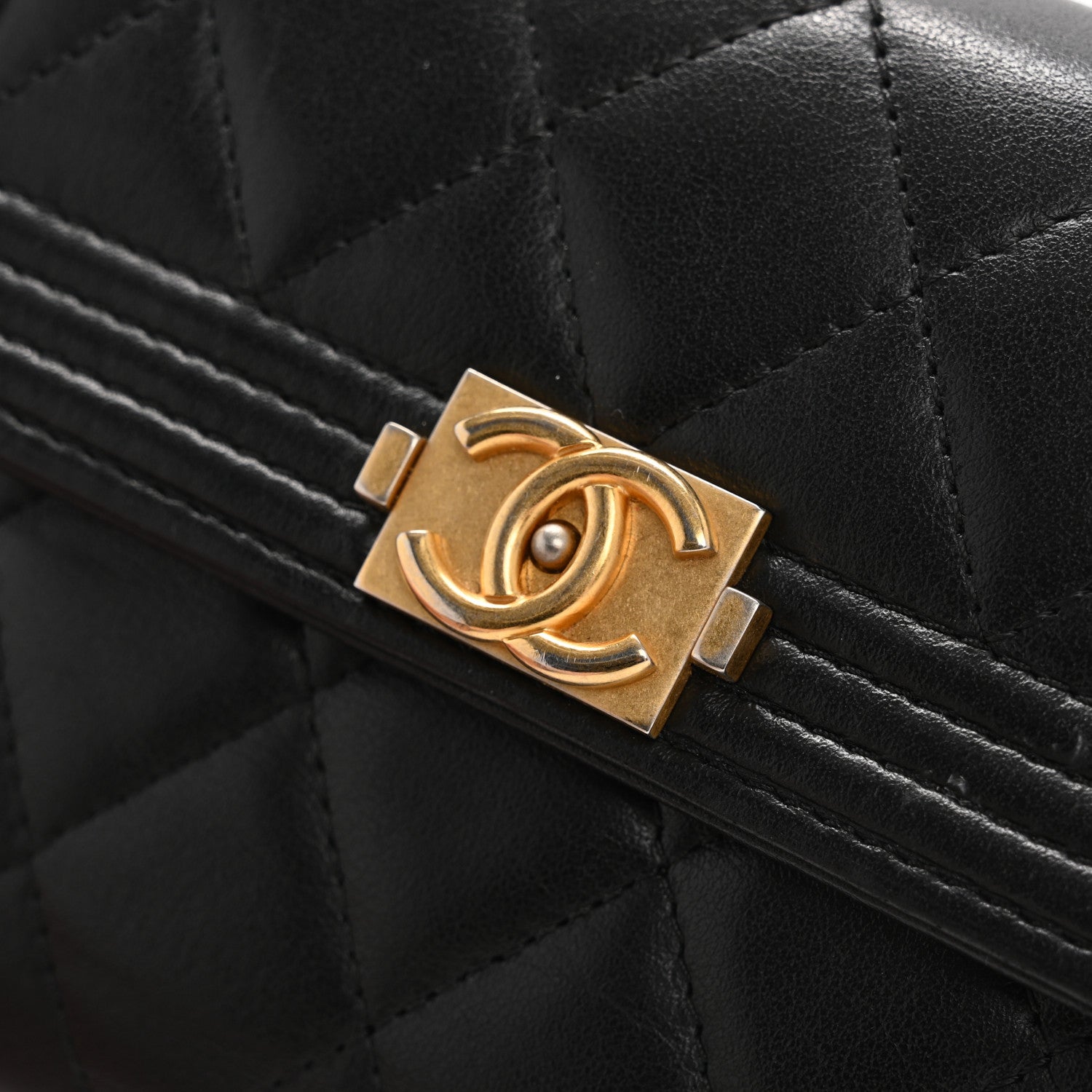Chanel Lambskin Quilted Medium Boy Flap Wallet Black 9 of 10