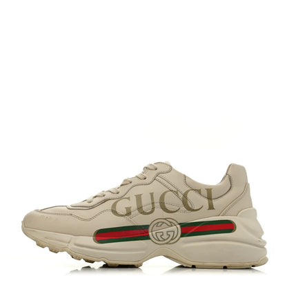 Gucci Calfskin Logo Womens Rhyton Sneakers 38.5 Ivory 1 of 4