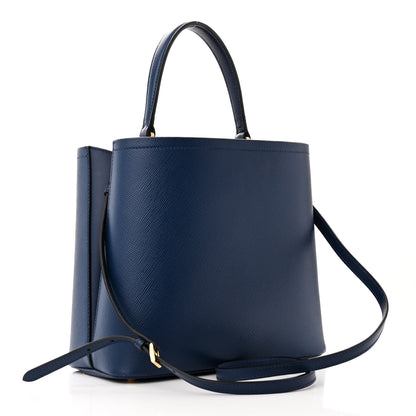 Prada Saffiano Cuir Medium Panier Bucket Bag Bleuette 2 of 11