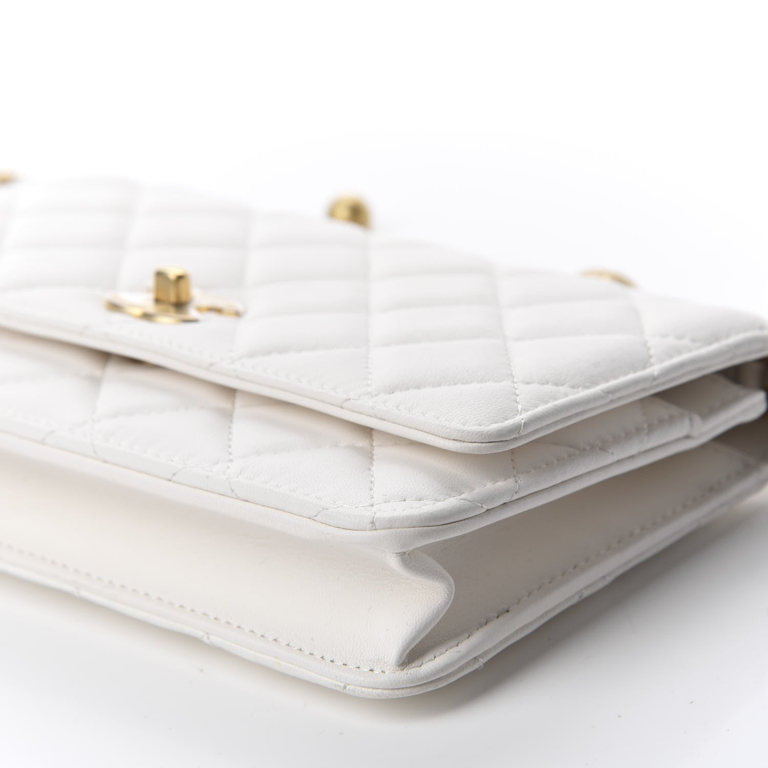 Chanel Lambskin Quilted CC Pearl Crush Wallet on Chain WOC White 6 of 11