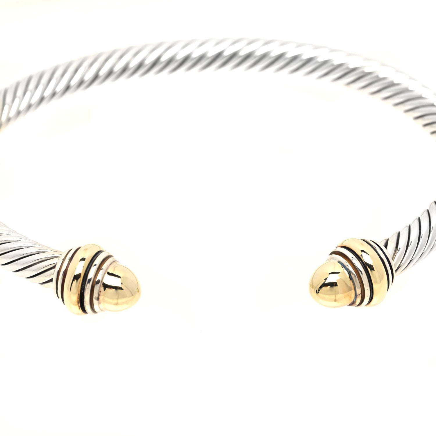 David Yurman Sterling Silver 14K Yellow Gold 5mm Cable Classics Dome Bracelet 5 of 5