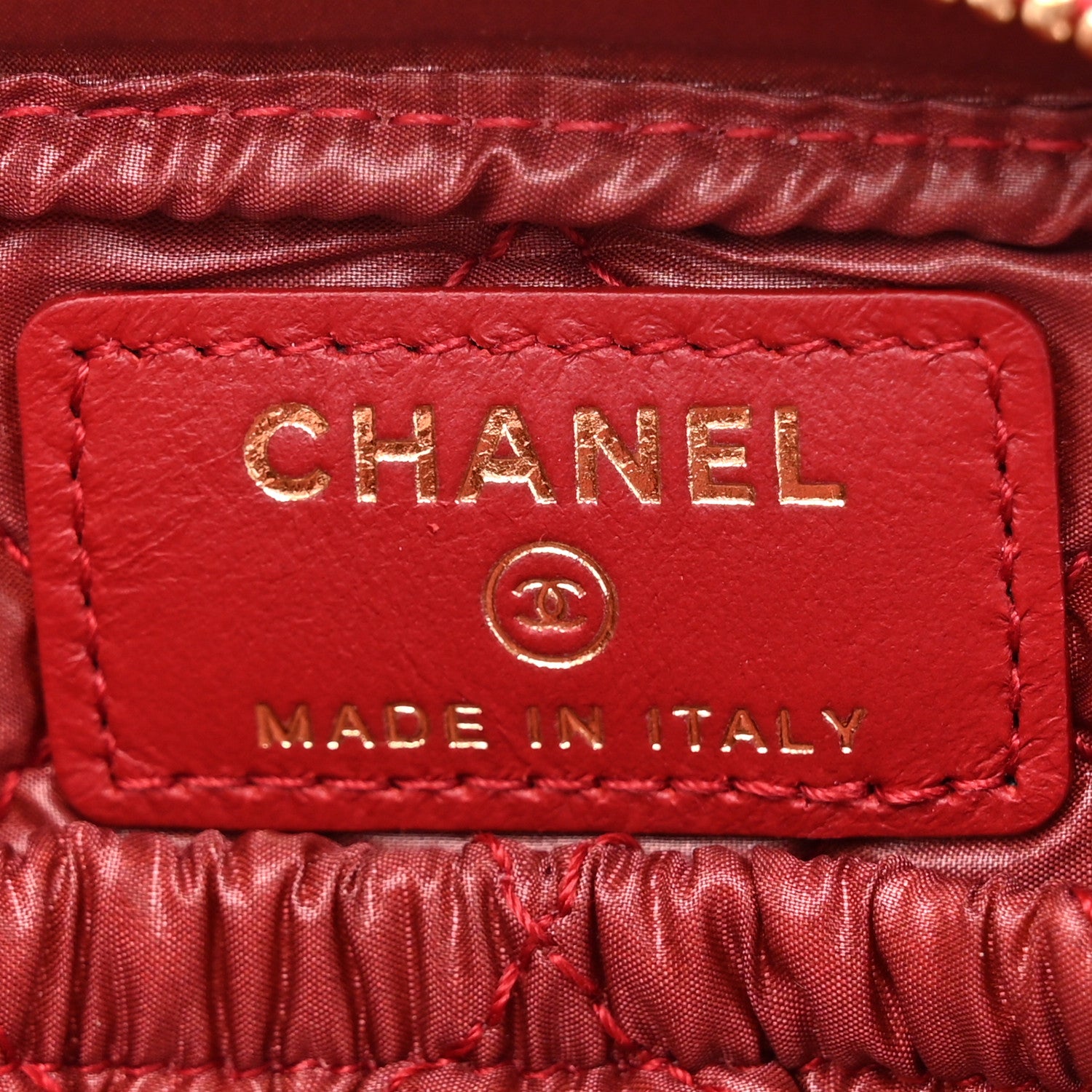 Chanel Caviar Quilted Small Curvy Pouch Cosmetic Case Dark Red 6 of 8