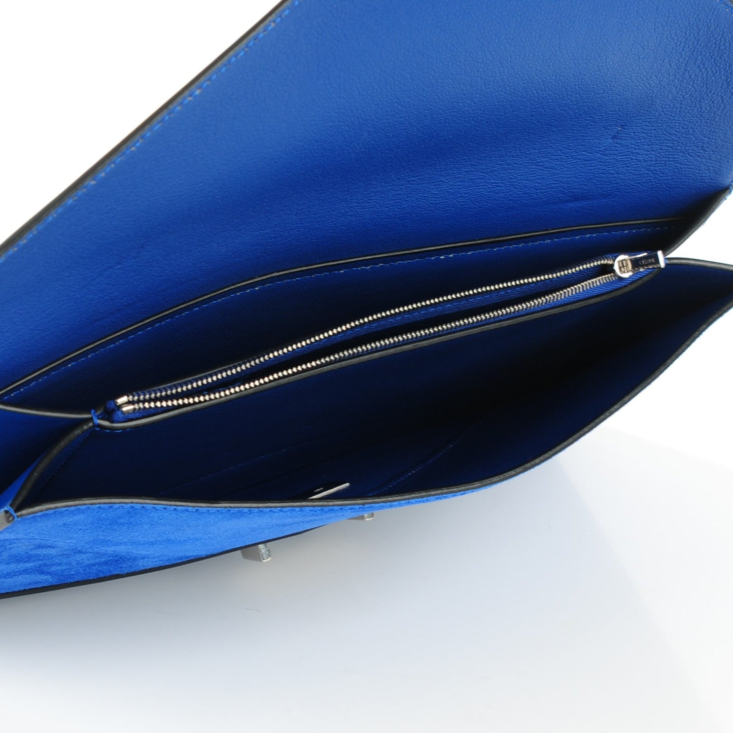 Box Calfskin Suede Diamond Clutch Electric Blue