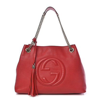 Gucci Pebbled Calfskin Medium Soho Chain Shoulder Bag Tabasco Red 1 of 12