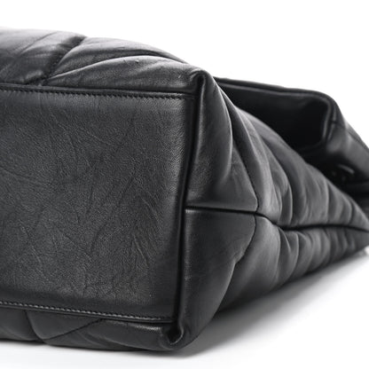 Saint Laurent Calfskin Quilted Medium Loulou Puffer Monogram Chain Satchel Black 11 of 12