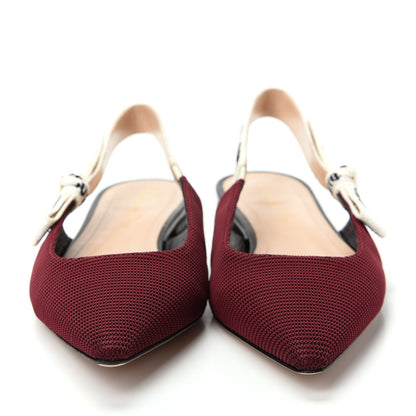 Christian Dior Technical Canvas Ribbon J Adior Sling-Back Ballet Flats 38.5 Rouge Black 2 of 11