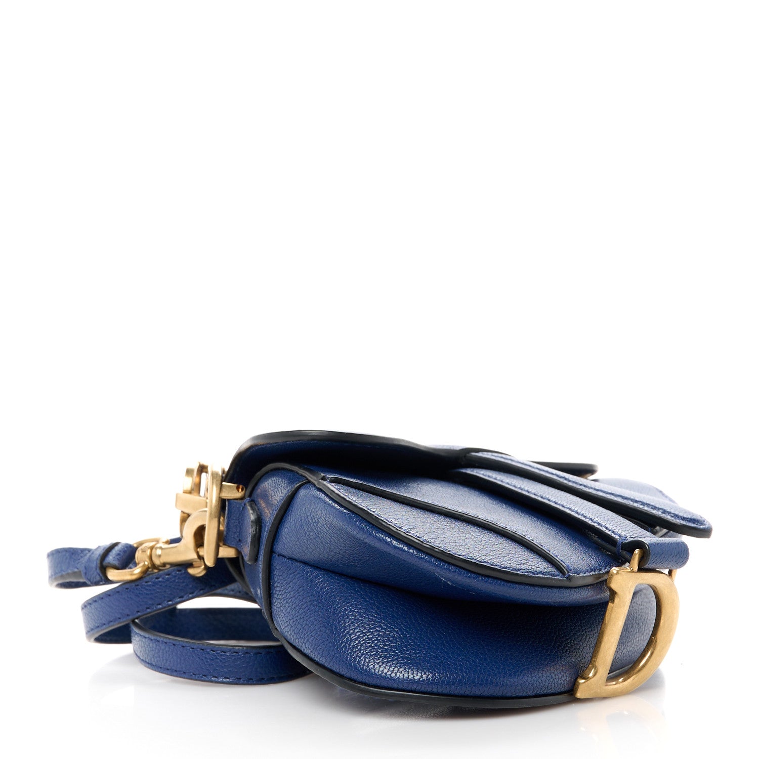 Christian Dior Goatskin Micro Saddle Bag With Strap Blue Royale 4 of 10