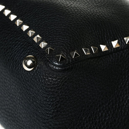 Valentino Garavani Pebbled Calfskin Medium Rockstud Tote Black 11 of 14