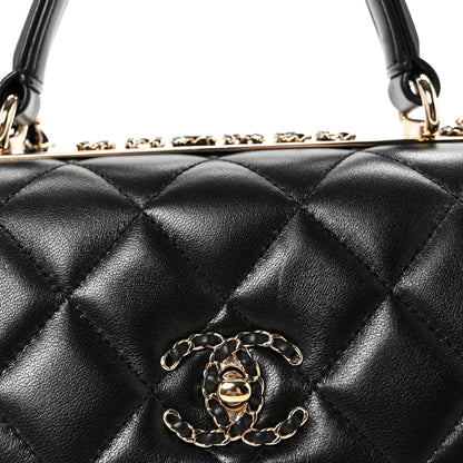 Chanel Lambskin Quilted Small Trendy CC Chain Dual Handle Flap Bag Black 8 of 10