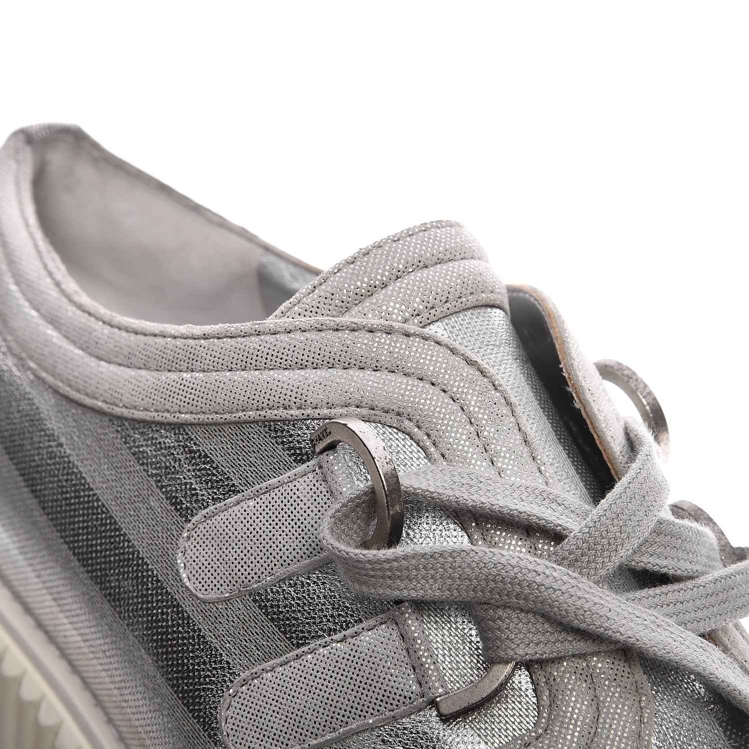 Chanel Lame Creeper Sneakers 38 Silver Stripe 10 of 10