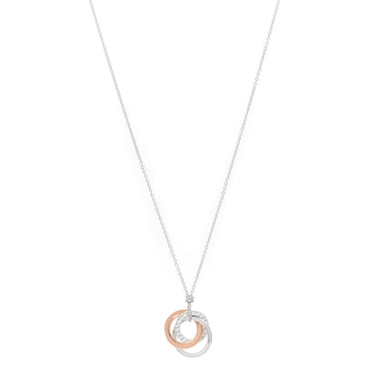 Tiffany 18K White Rose Gold Diamond 1837 Triple Interlocking Circles Pendant Necklace 1 of 3