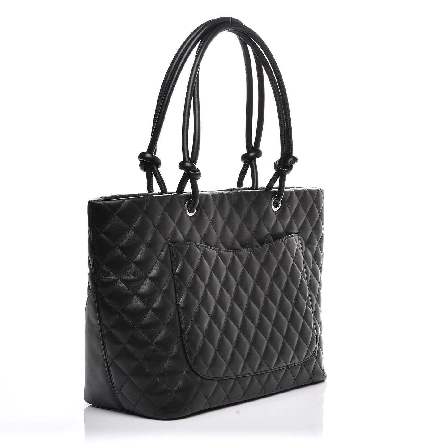Calfskin Quilted Large Cambon Tote Black White