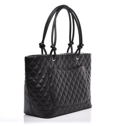 Chanel Calfskin Quilted Large Cambon Tote Black White 3 of 8