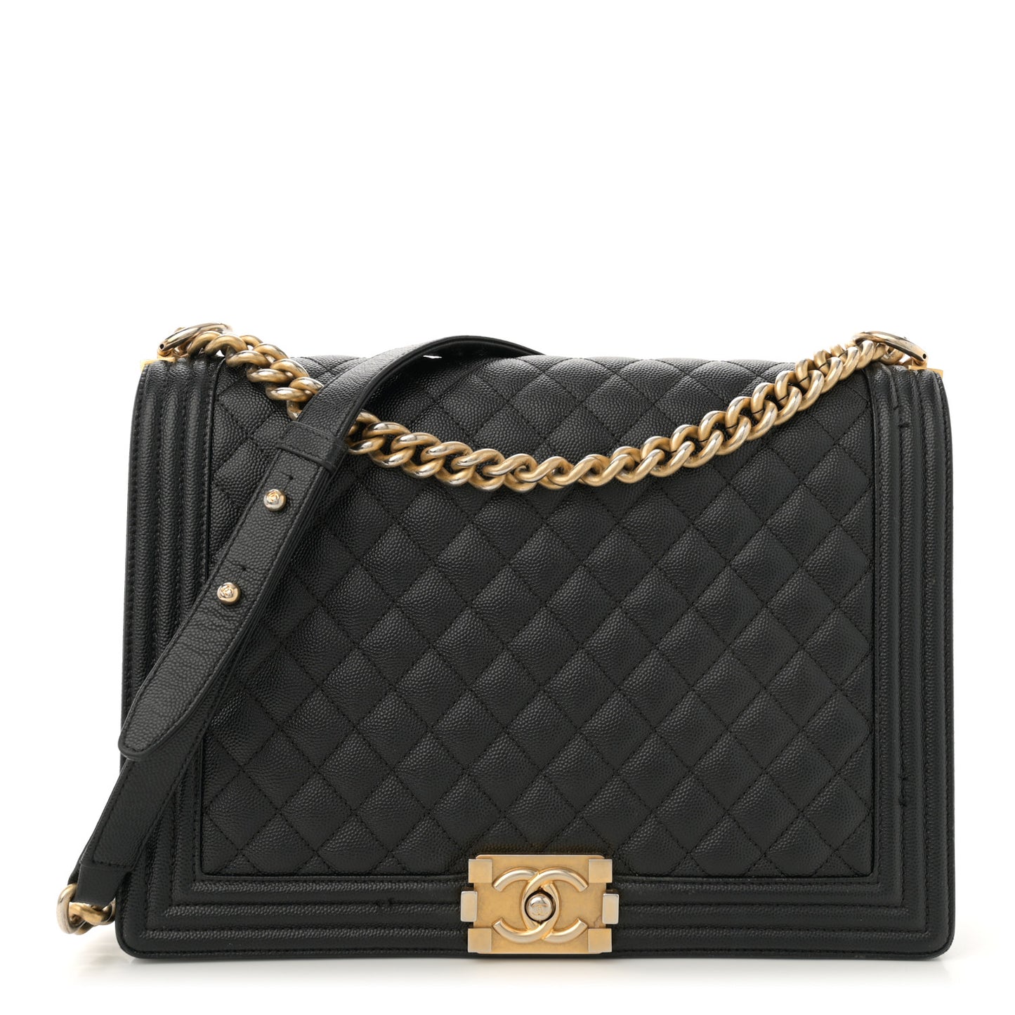 Caviar Quilted Large Boy Flap Black