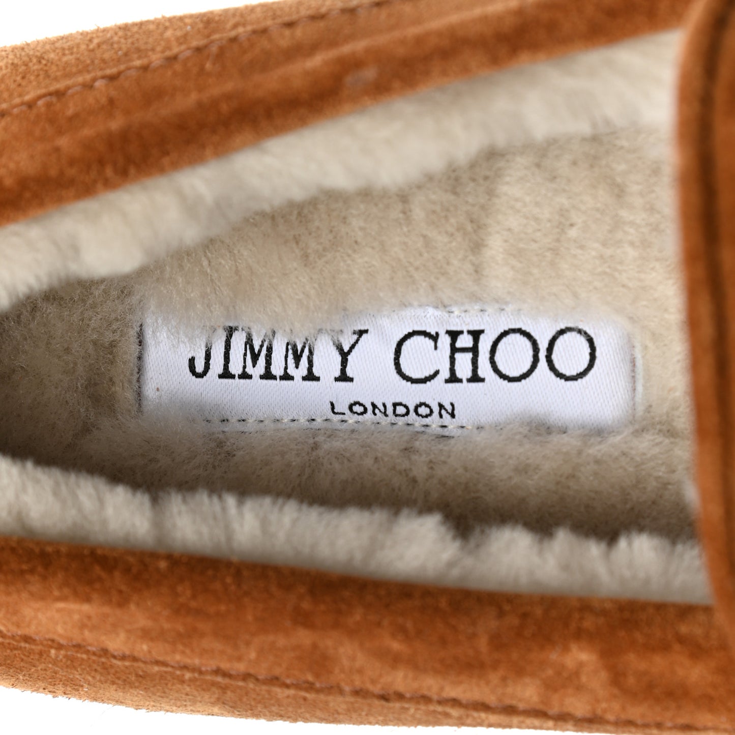 Suede Shearling Crystal Deanna Penny Loafers 40.5 Natural Tan