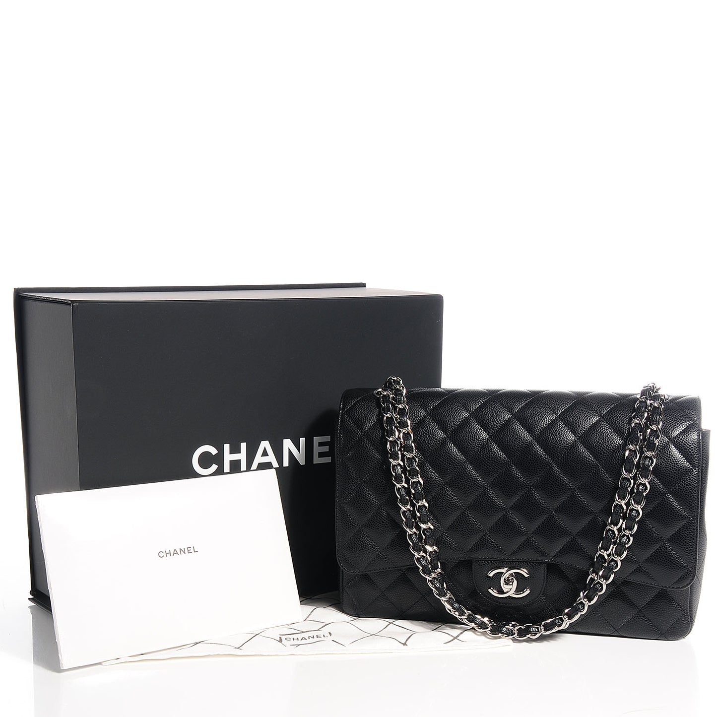 Caviar Quilted Maxi Double Flap Black