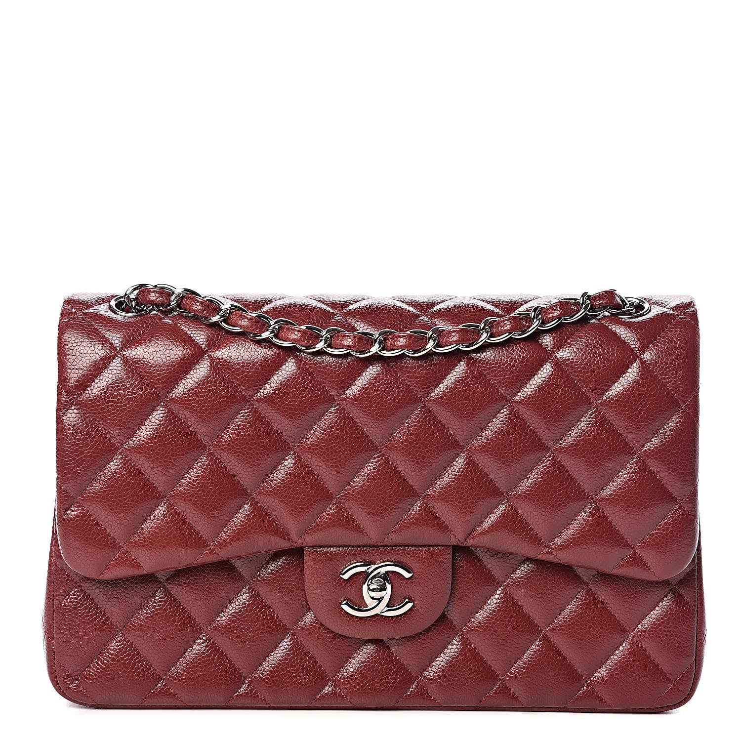 Chanel Caviar Quilted Jumbo Double Flap Dark Red 1 of 10