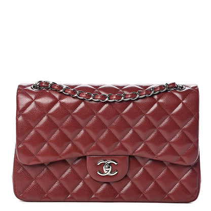 Chanel Caviar Quilted Jumbo Double Flap Dark Red 1 of 10