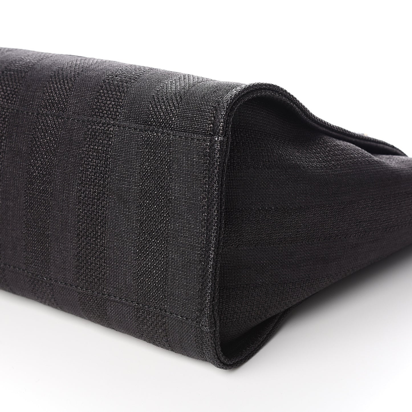 Mixed Fibers Calfskin Striped Medium Deauville Tote Black