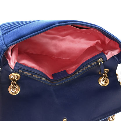 Gucci Velvet Matelasse Medium GG Marmont Shoulder Bag Cobalt Blue 5 of 13